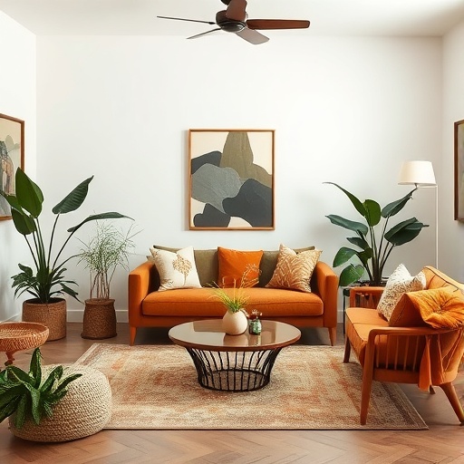 living room with earthy tones