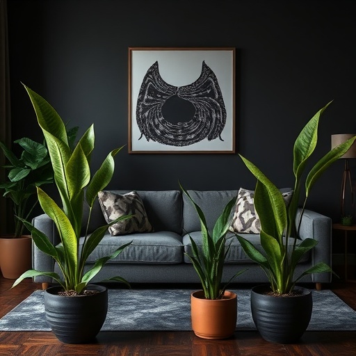 indoor plants in dark living room