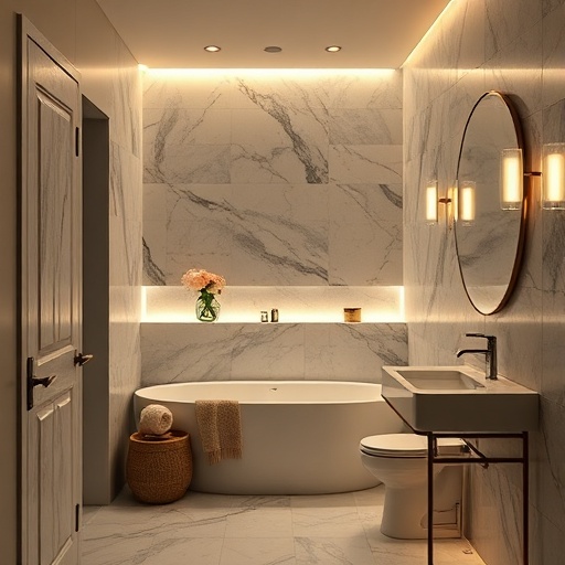 layered lighting in bathroom