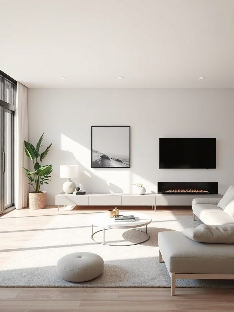 minimalist living room with neutral colors