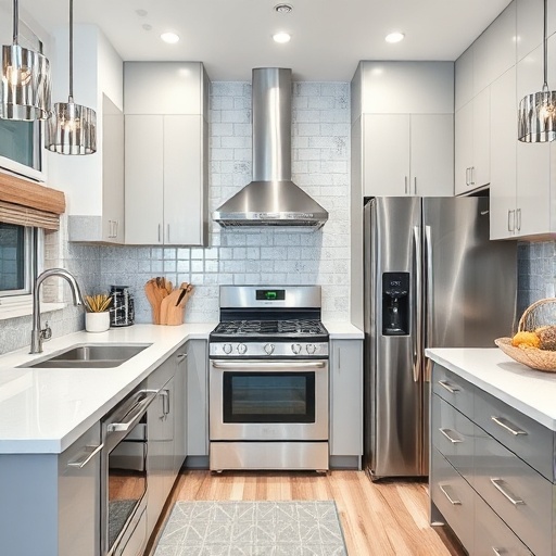 kitchen with silver appliances and decor