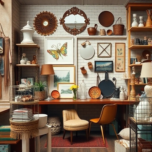 vintage decor items in a thrift store