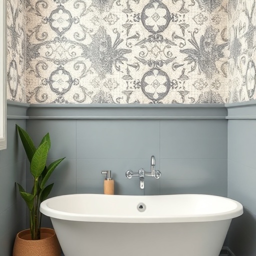 stylish wall treatment in a bathroom