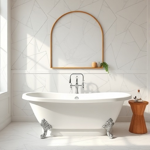 freestanding bathtub in a bathroom