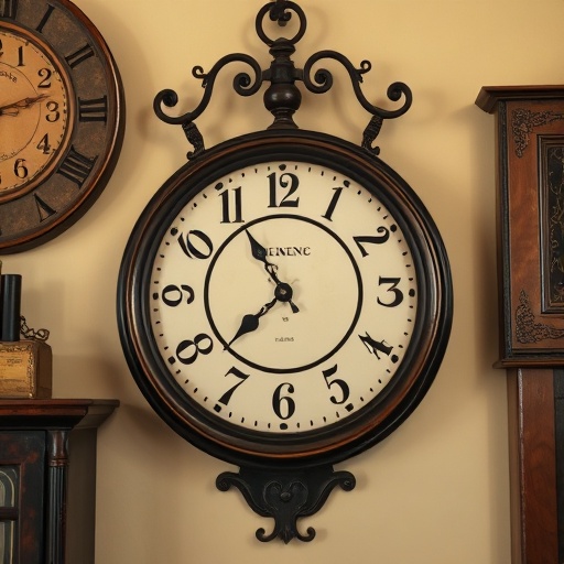 antique wall clock in vintage decor