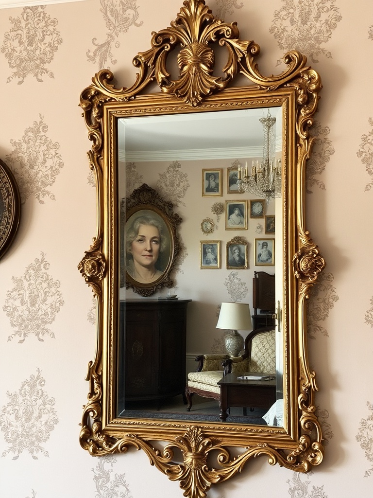 ornate antique mirror in vintage decor