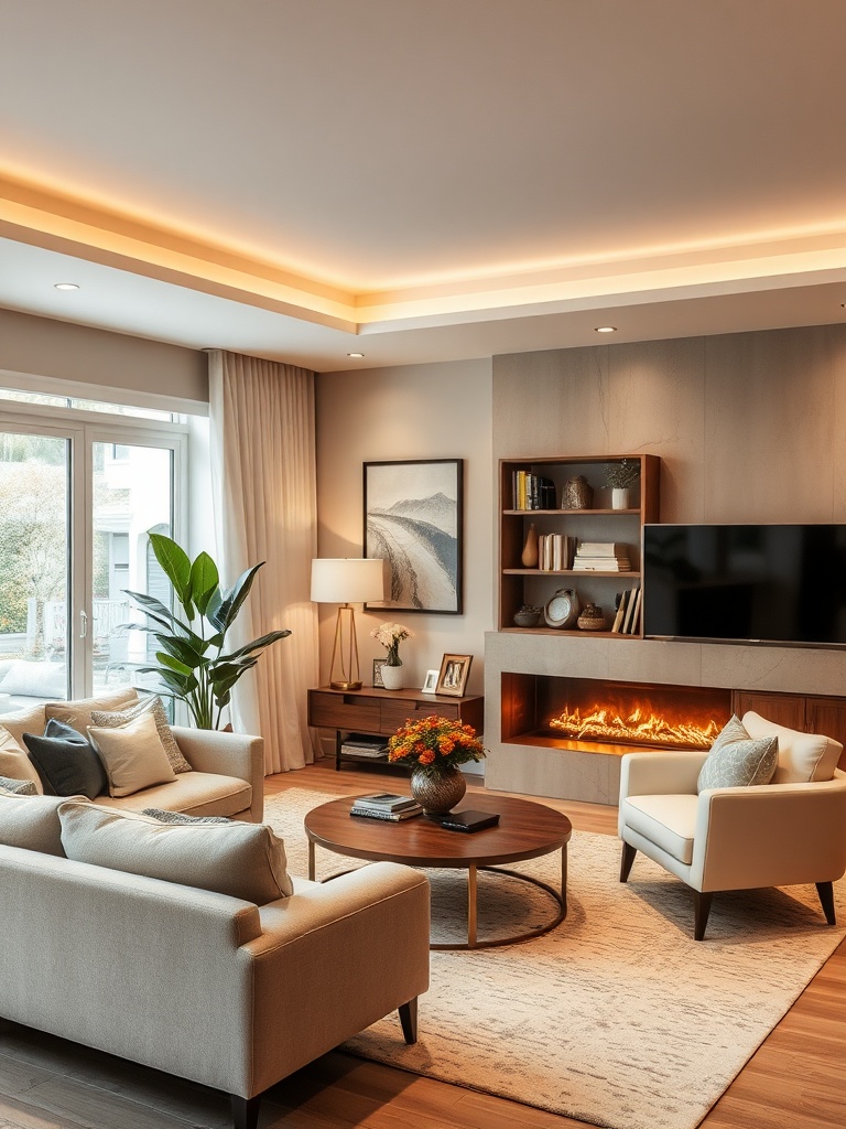 cozy living room with warm lighting