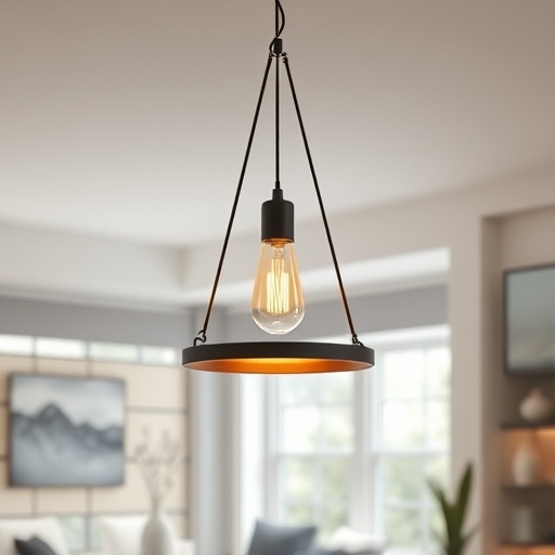 Mid-century pendant light in a modern room