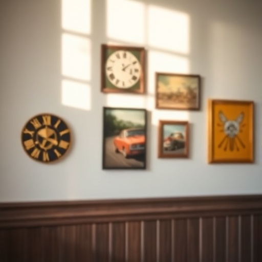 gallery wall with retro art