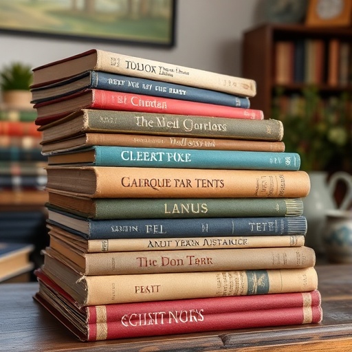 stack of vintage books