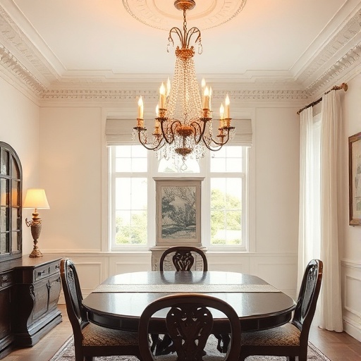 vintage chandelier in dining room