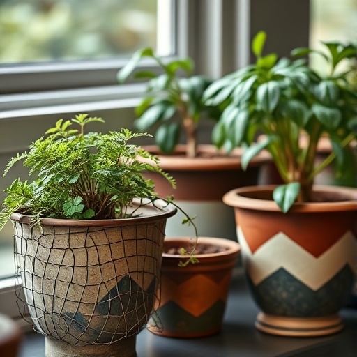vintage planters with plants