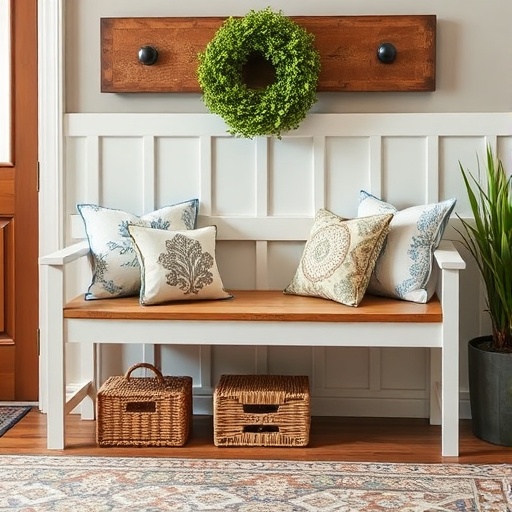 functional bench in entryway
