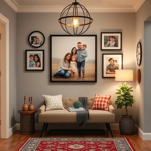family photos in entryway