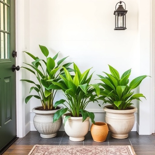 potted plants in entryway