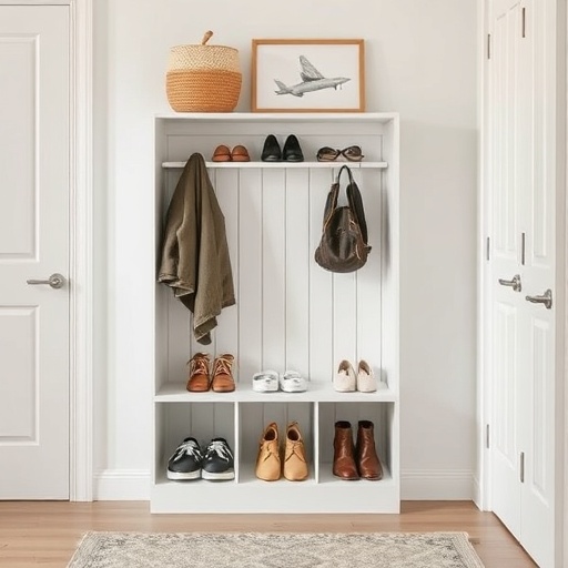 organized shoe storage in entryway