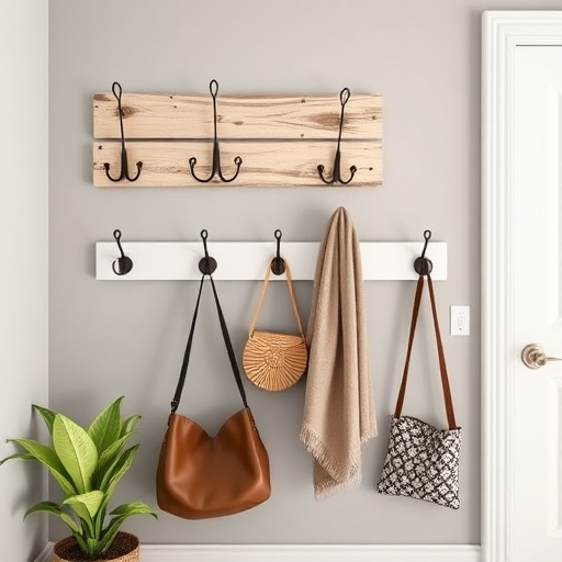 decorative wall hooks in entryway