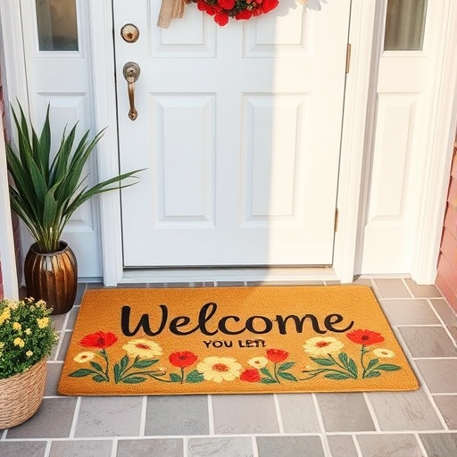 unique welcome mat at entry