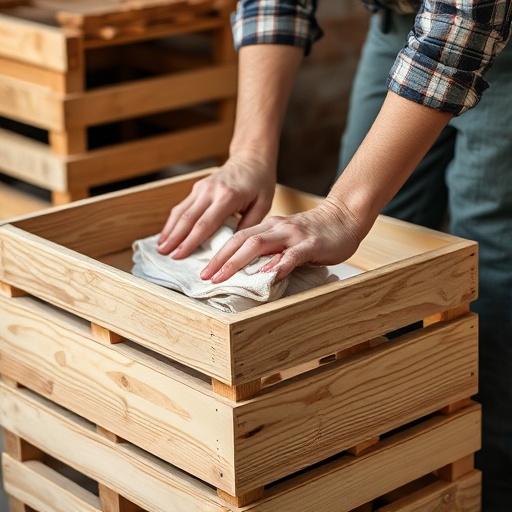 cleaning wooden crate