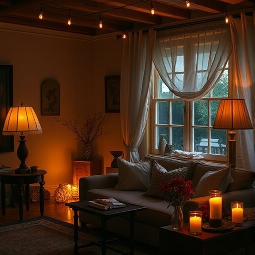 soft warm lighting in a cozy room