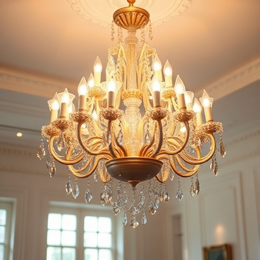 chandelier in a softly lit room