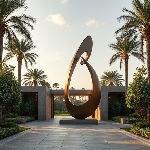 large outdoor sculpture at entrance
