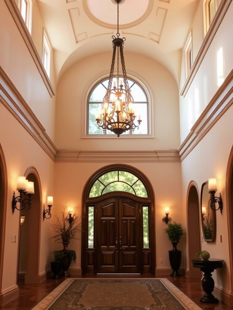 grand entryway with chandelier lighting