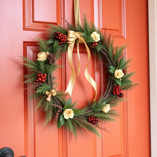 decorative wreath on front door