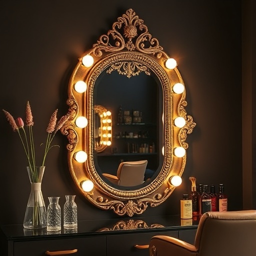 decorative mirror enhancing salon space