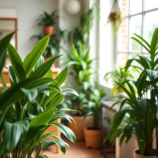 indoor plants adding greenery to salon