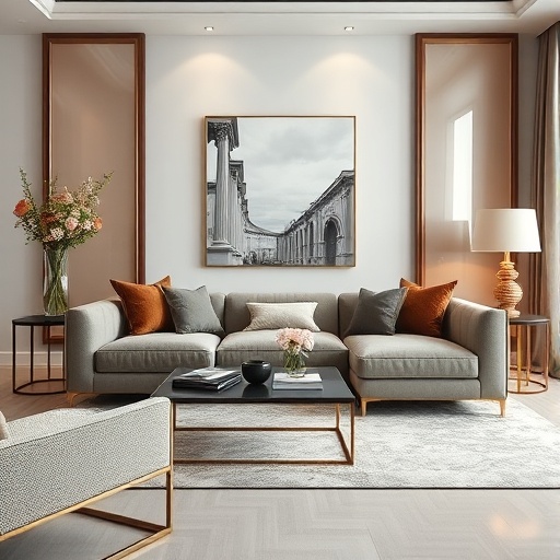 designer sofa in luxury living room