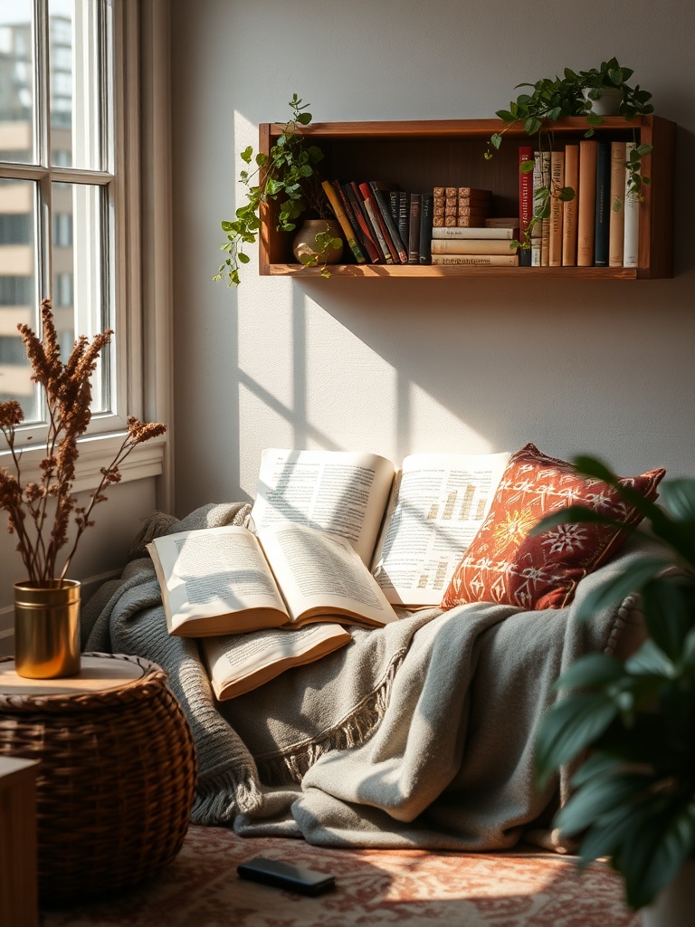 cozy reading nook setup