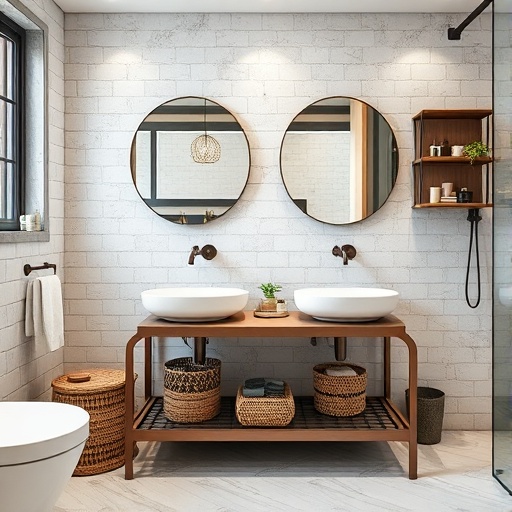 bathroom with metal decor