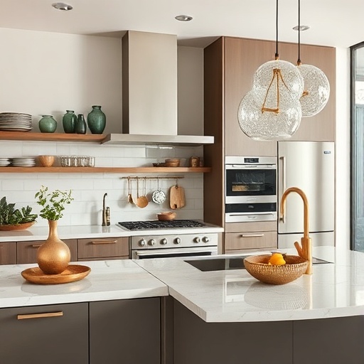 modern kitchen with metal decor