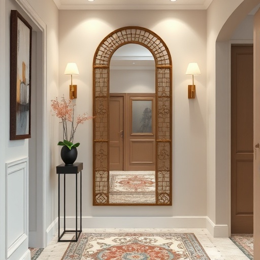 decorative mirror in a hallway