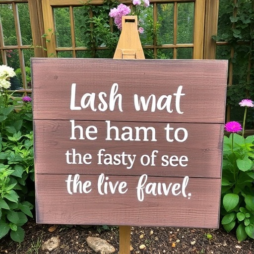 painted wooden sign in a garden