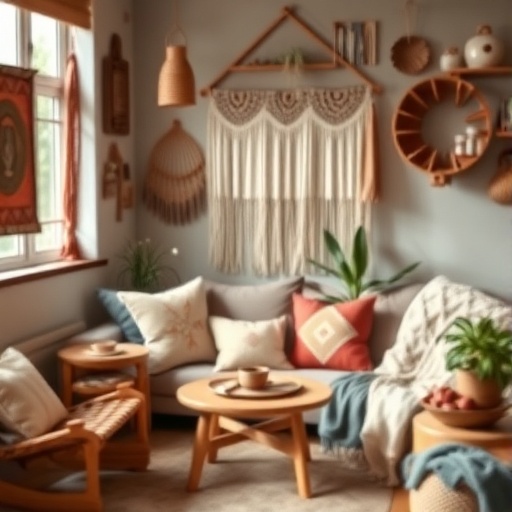 boho accessories in a cozy space