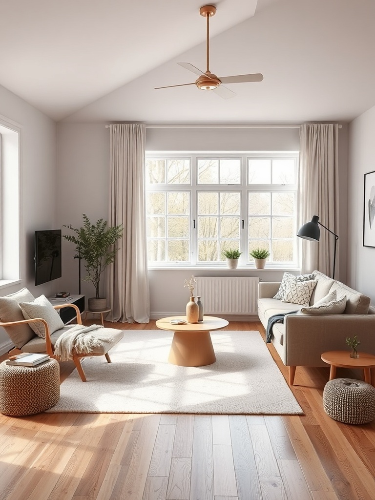cozy Nordic living room with minimalistic design