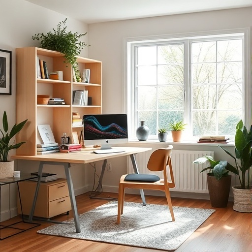 home office with natural light