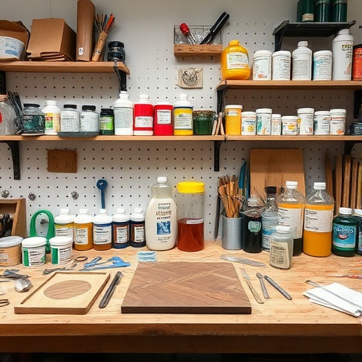 organized resin art workspace