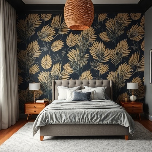 bedroom with a bold accent wall