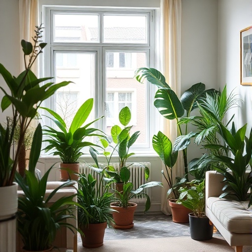 living room filled with indoor plants