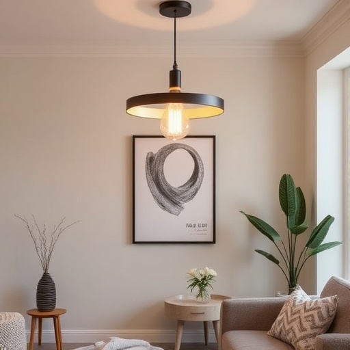 statement light fixture in a room