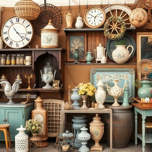 vintage decor items at a flea market