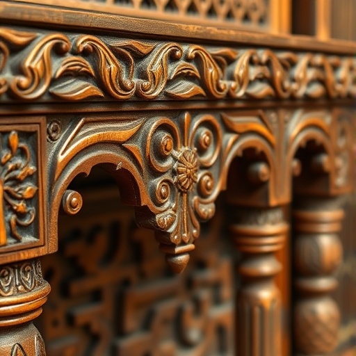 Intricately carved wooden furniture piece