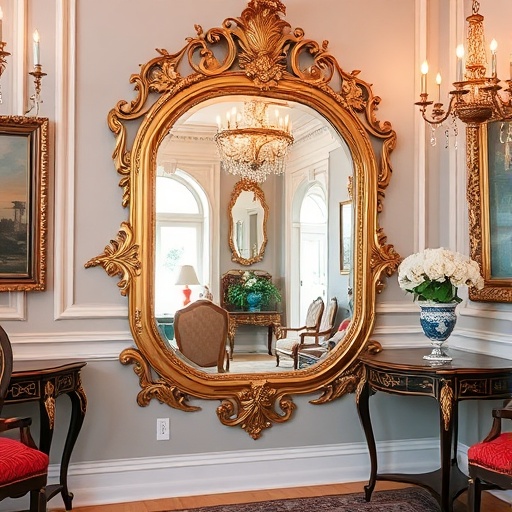 Ornate mirror in an elegant room
