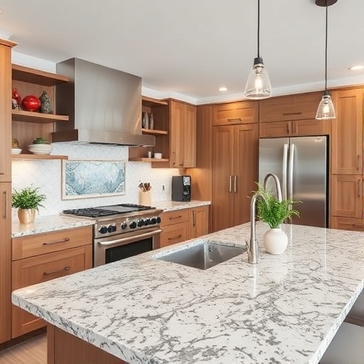 modern kitchen with granite countertops