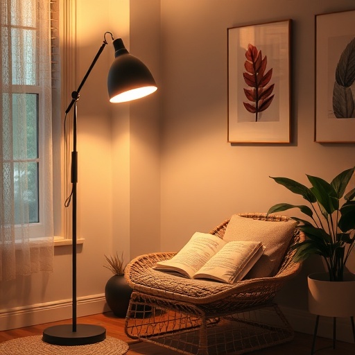stylish floor lamp in reading nook