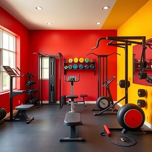 colorful home gym with energizing colors