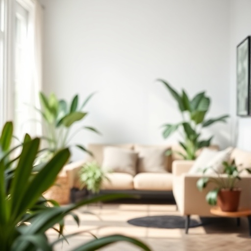 Living room with indoor plants